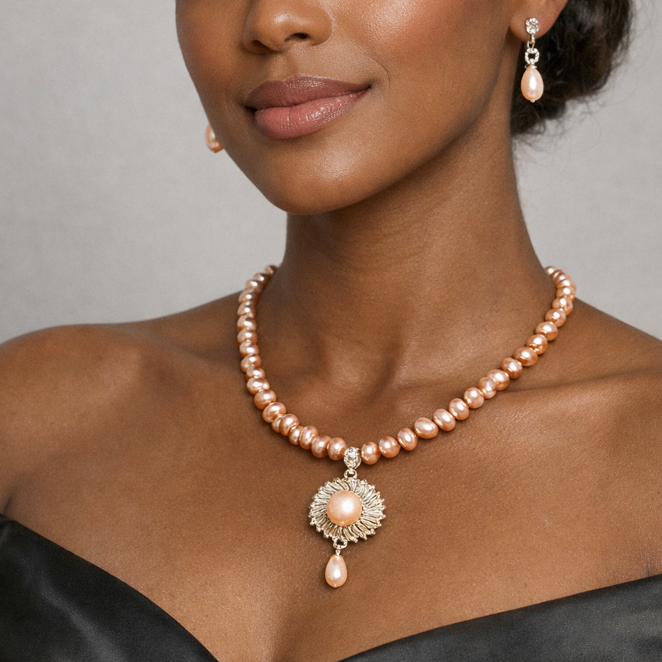 Pearl pendant Necklace Full Set